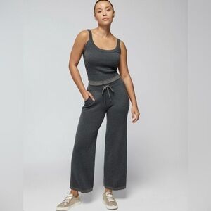 Soma Luxe Soft Wide Leg Sweater Pants Gray Metallic Size XL